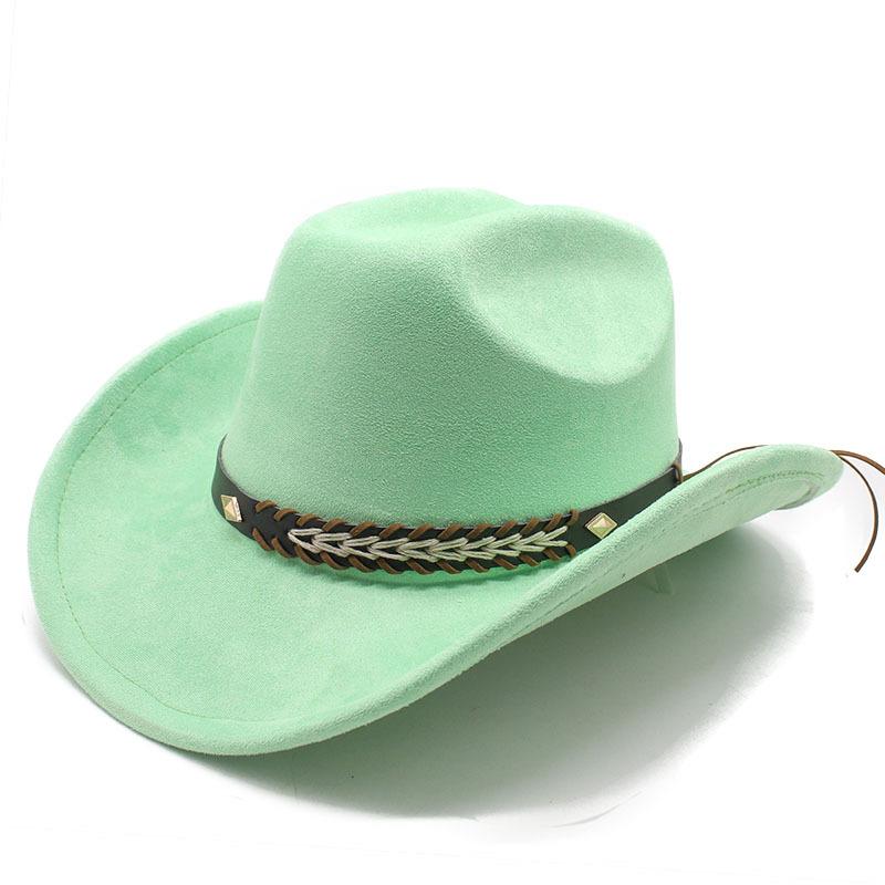 Suede Jazz Top Hat Women'S Brim Suede One-Word Top Men'S Ladies Cowboy Hat Felt Hat