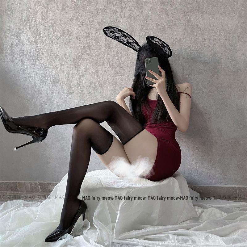 Чулки Susheng Sexy Black Silk с красной окантовкой A8