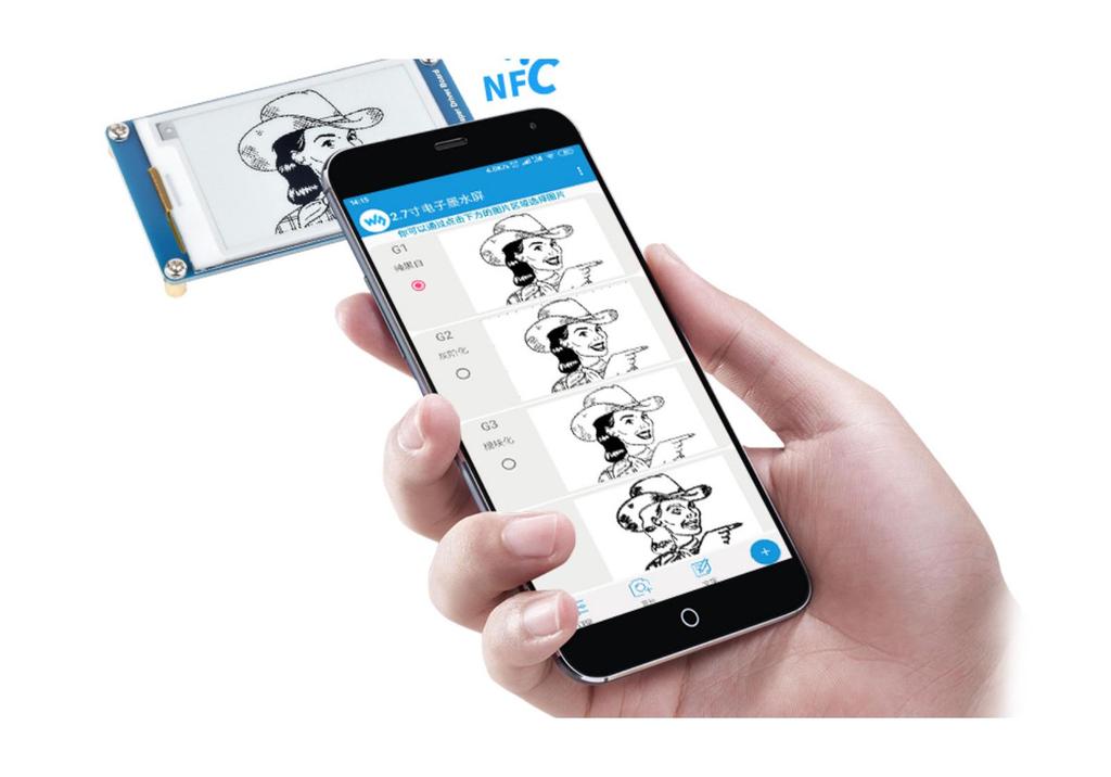 2.7" NFC E-Paper Display Module, No Battery Needed, Mobile App Operated