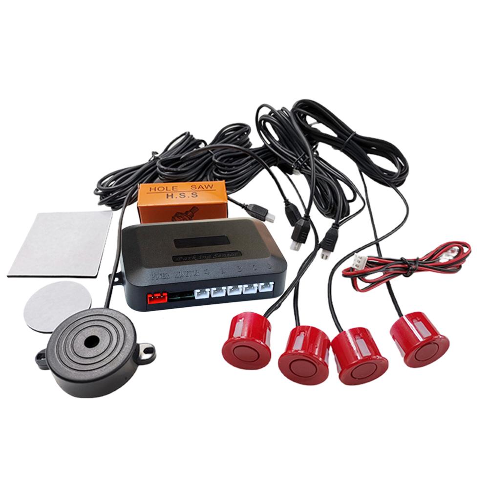 12V Car Parking Sensor Kit 4 Probe 22mm Backup Radar Sound Alert Parking Detector Pure Buzzer No Display for Vehicle Automobile