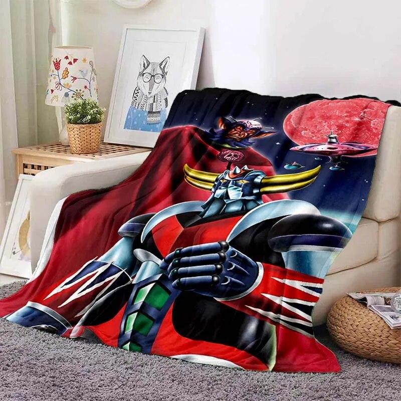 G-Goldorak Pattern Print Flannel Blanket,for Couch, Bed, Sofa, Office-Soft and Soothing Printing Blanket For All Season