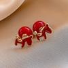 Chinese Style Red Pony Earrings Cartoon Horse Horse Mascot Ear Studs New Year Horse Earrings  Party
