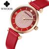 WWOOR Новый бриллиантовый комплект модные женские часы со стразами циферблат кварцевые часы с поясом