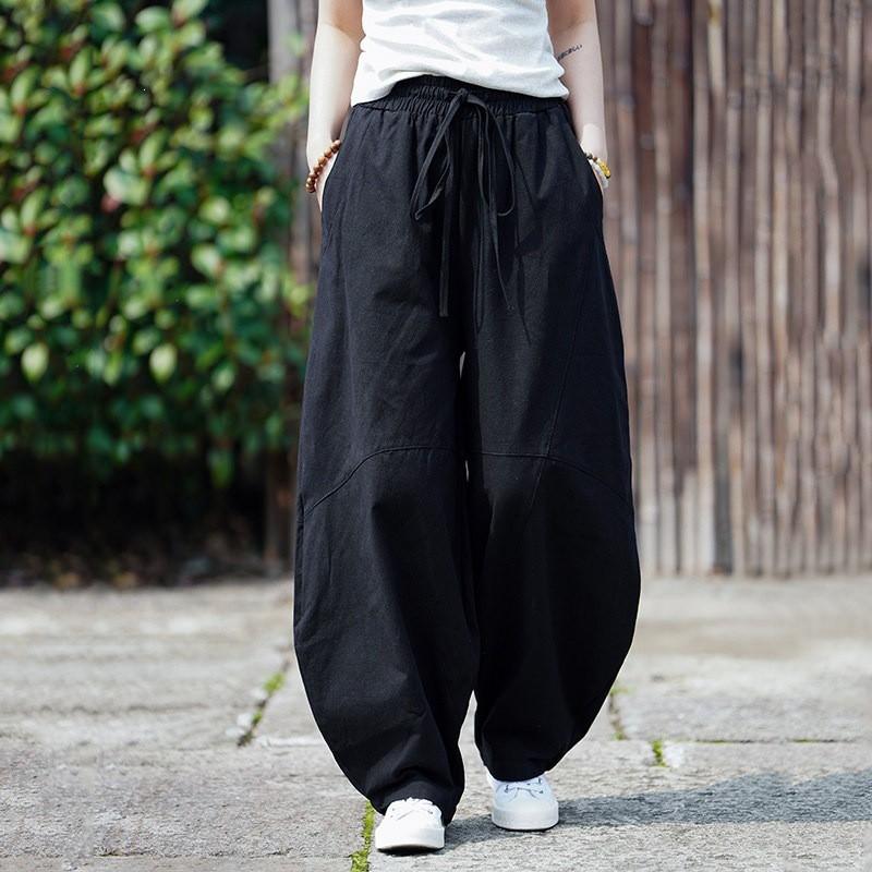 Mens Plus Size Solid Color Wide Leg Pants Casual Loose Trousers