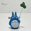 Fish Tank Decoration Vivid Colorfast Aquarium Landscaping PVC Anime Cat Ornament Figure Miyazaki with Leaf Accessories Model