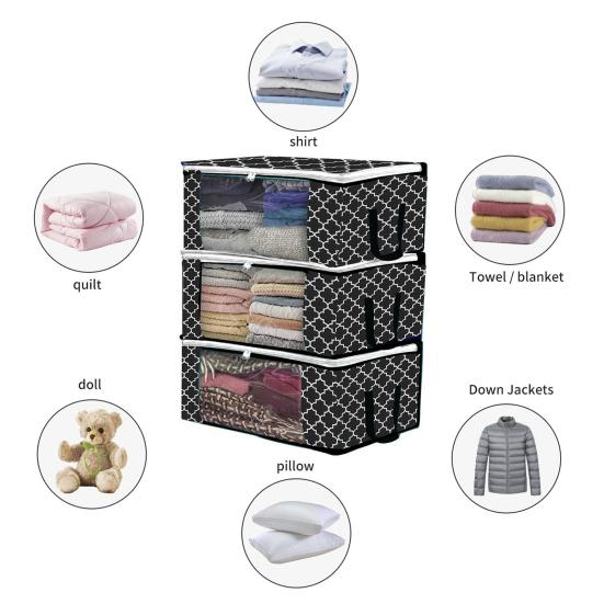 3 шт. сумка для хранения из нетканого материала с прозрачным окном на молнии, сверхмощная портативная ручка, складная пыленепроницаемая стеганая сумка для одежды