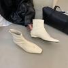 Fashion Female Square Toe Ladies Ankle Boots Low Heel Shoes Fashion Elastic Women Short Stretch Boots With Zippers Shoes