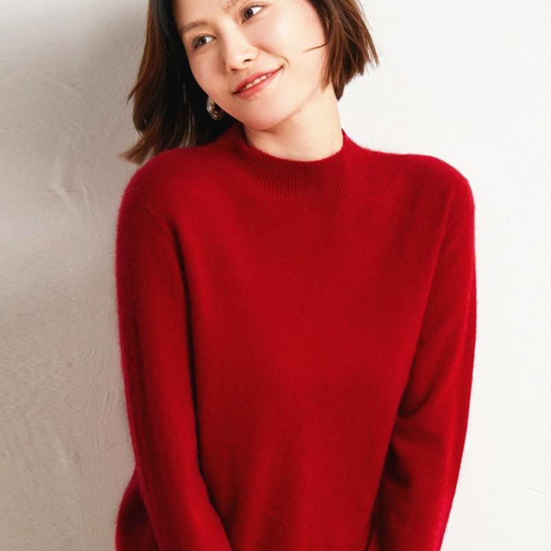 YYFS Женская мода повседневная осень-зима однотонный принт длинный рукав полуводолазка женская одежда шерстяной трикотаж свитера