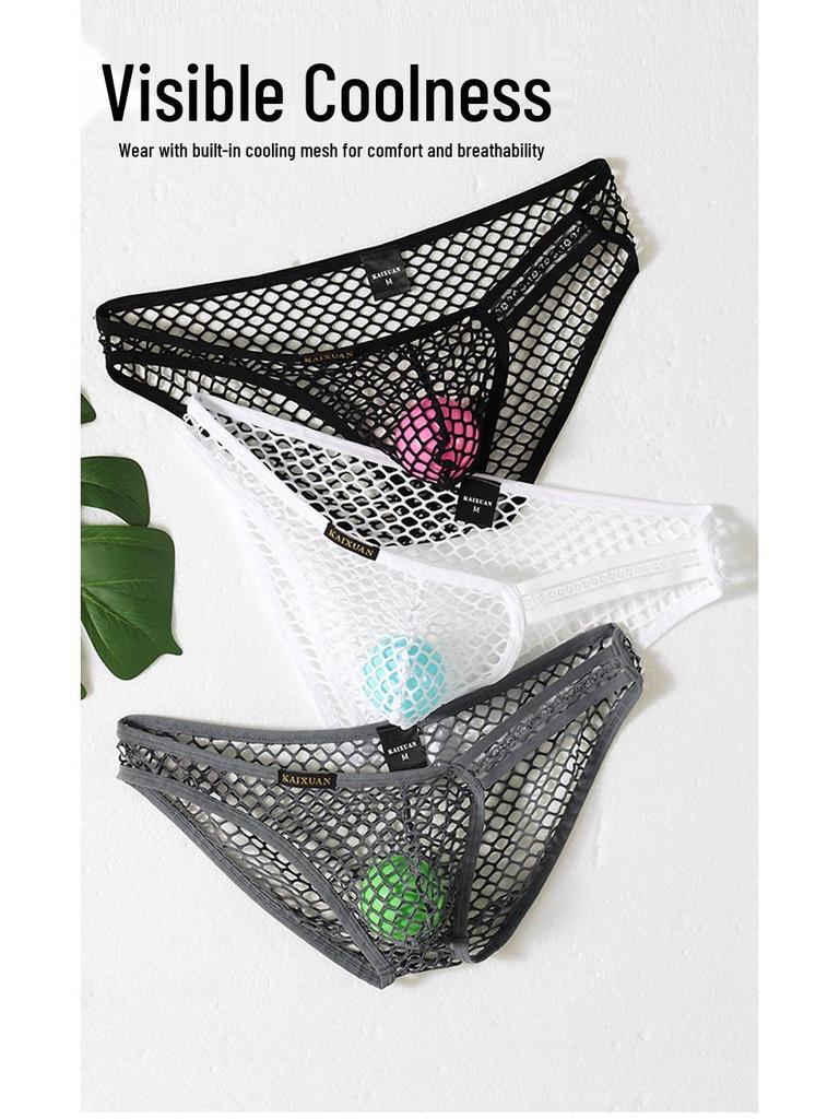 Мужские большие сетчатые трусы-слипы - Быстросохнущие, Удобные, Европейско-американский стиль