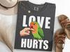 Lovebird Love Hurts Shirt, Funny Lovebird Biting Tee, Bird Lover Gift