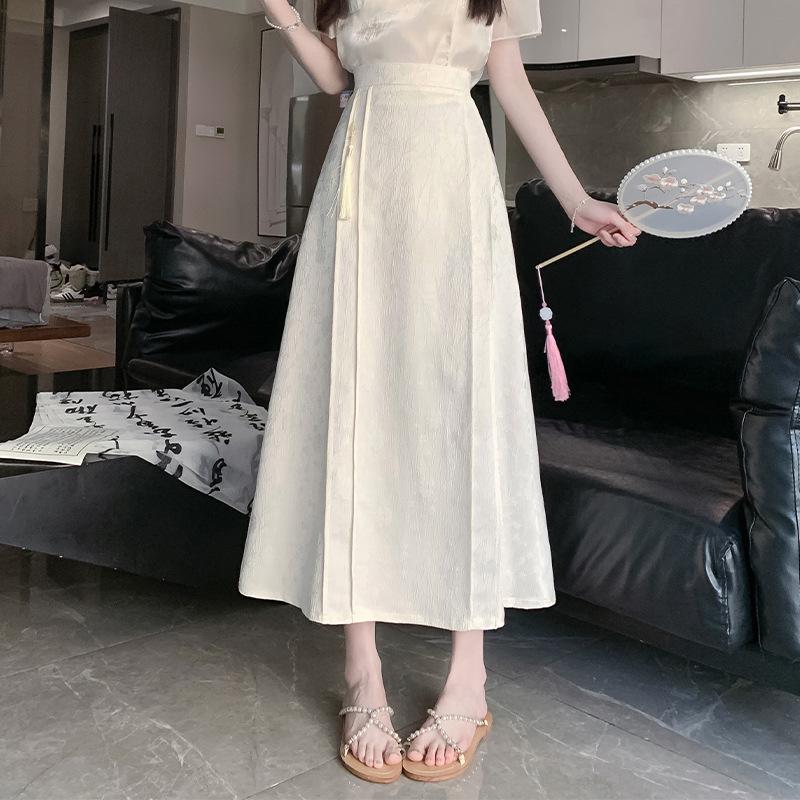 Летняя женская ретро жаккардовая миди-юбка с высокой талией 2024