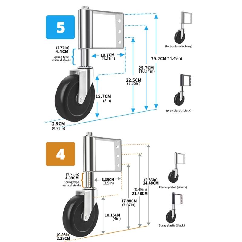 Spring Loaded Gate Caster Replacement Garden Gate Wheel Wear Resistant Gate Spring Shock Absorption Wheel Enduring