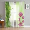 Цветы лотоса и бамбуковые прозрачные шторы для окна гостиной, прозрачная вуаль, тюлевая занавеска, шторы для спальни, домашний декор