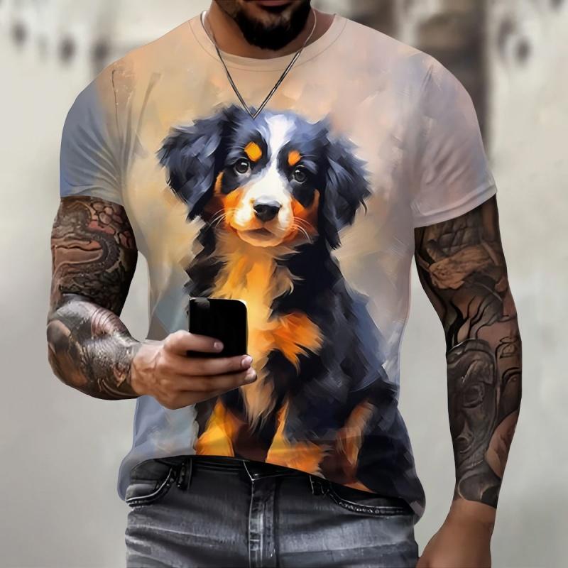 Squirrel Dog Bee Pattern Men's T-shirt Fun Animal 3D Printed Short Sleeved Top Fashionable Street Trend Harajuku Round Neck Clothing