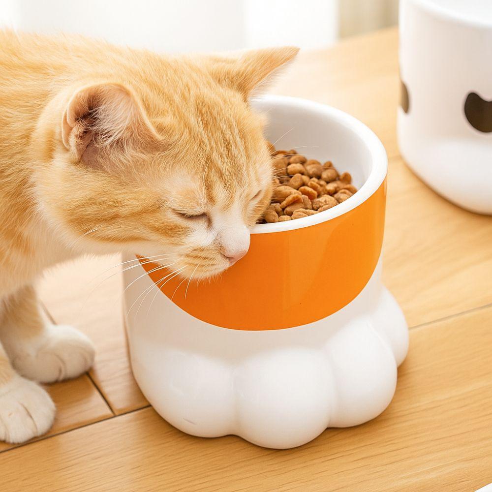 Slanted Mouth Ceramic Cat Bowl Large Capacity High Foot Bowl Drinking Bowl Water Bowl Pet Feeding