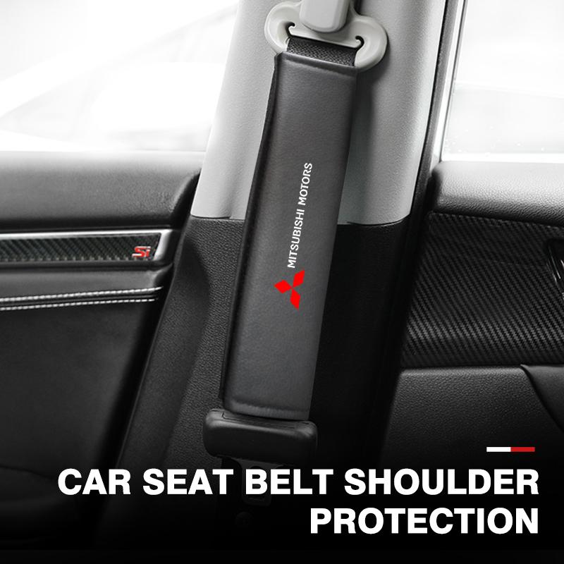 For Mitsubishi 1/2PCS Car Seat Belt Cover Seatbelt Shoulder Pad Cushions Outlander Lancer L200 ASX Pajero Grandis Eclipse