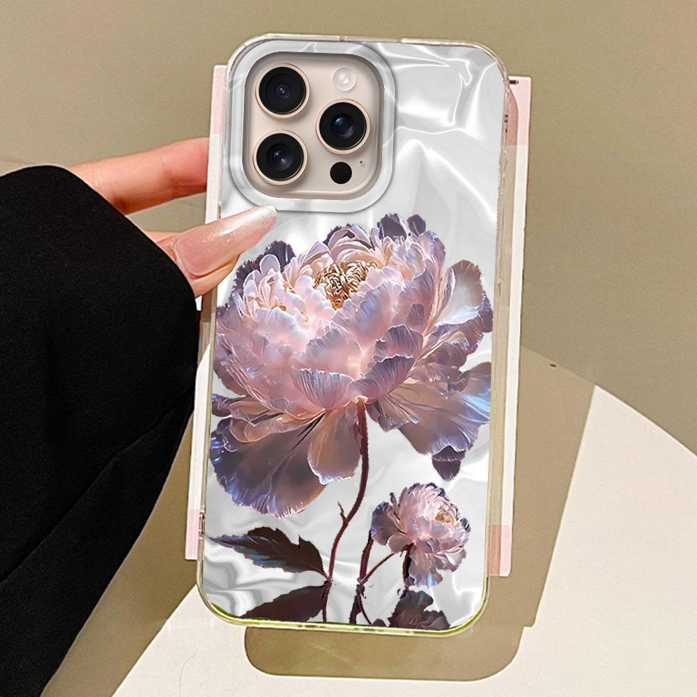 Белый пион лотос принт женский чехол для телефона с водной текстурой для iphone 16 15 14 7 8 Plus 13 11 12 Pro Max X XS XR SE 2022