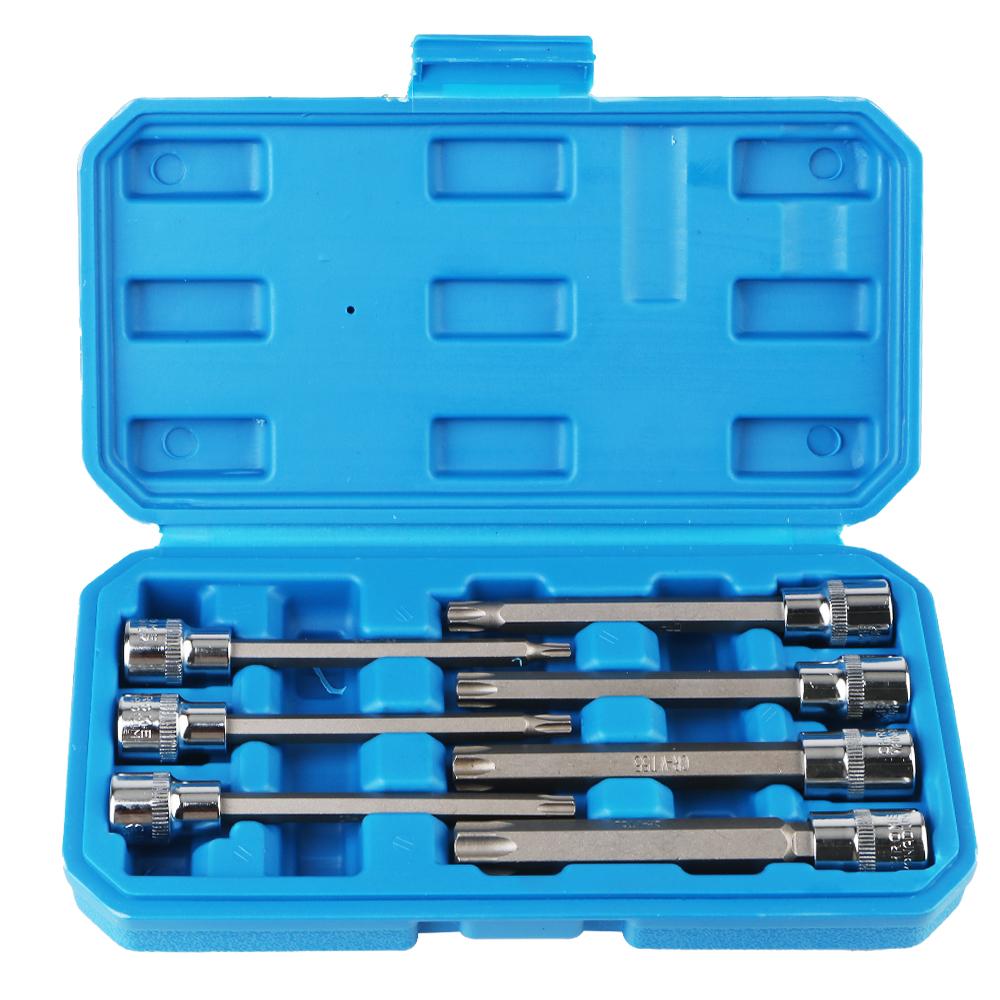 Автомобильные аксессуары Хром-ванадиевая стальной привод, удлиненный, размер T25, T30, T40, T45, T50, T55, T60, набор торцевых головок Torx Star, 7 шт., 3/8 дюйма