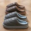 Очень большой размер хлопковые тапочки домашние осень и зима водонепроницаемые хлопковые туфли теплые плюшевые тапочки имитация ПУ кожи хлопковый моп