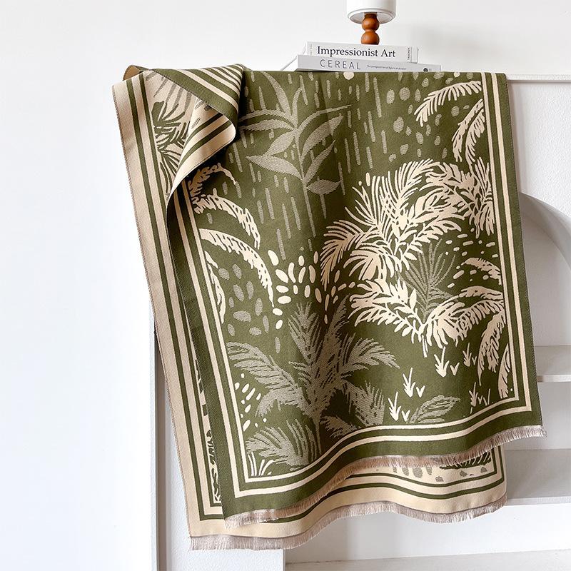 Simple Style Mori Contrasting Colors Double-sided Imitation Cashmere Scarf Winter High-end Warm Shawl