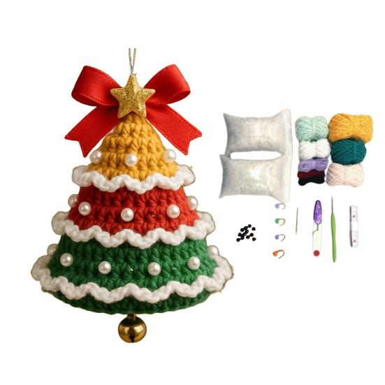 Вязаное украшение-колокольчик Деда Мороза ручной работы, праздничное украшение для рождественской елки