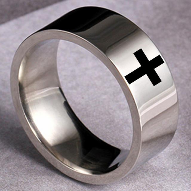 6mm 8mm Stainless Steel Cross Ring Christian Jesus Christ Lord Prayer For Men And Women