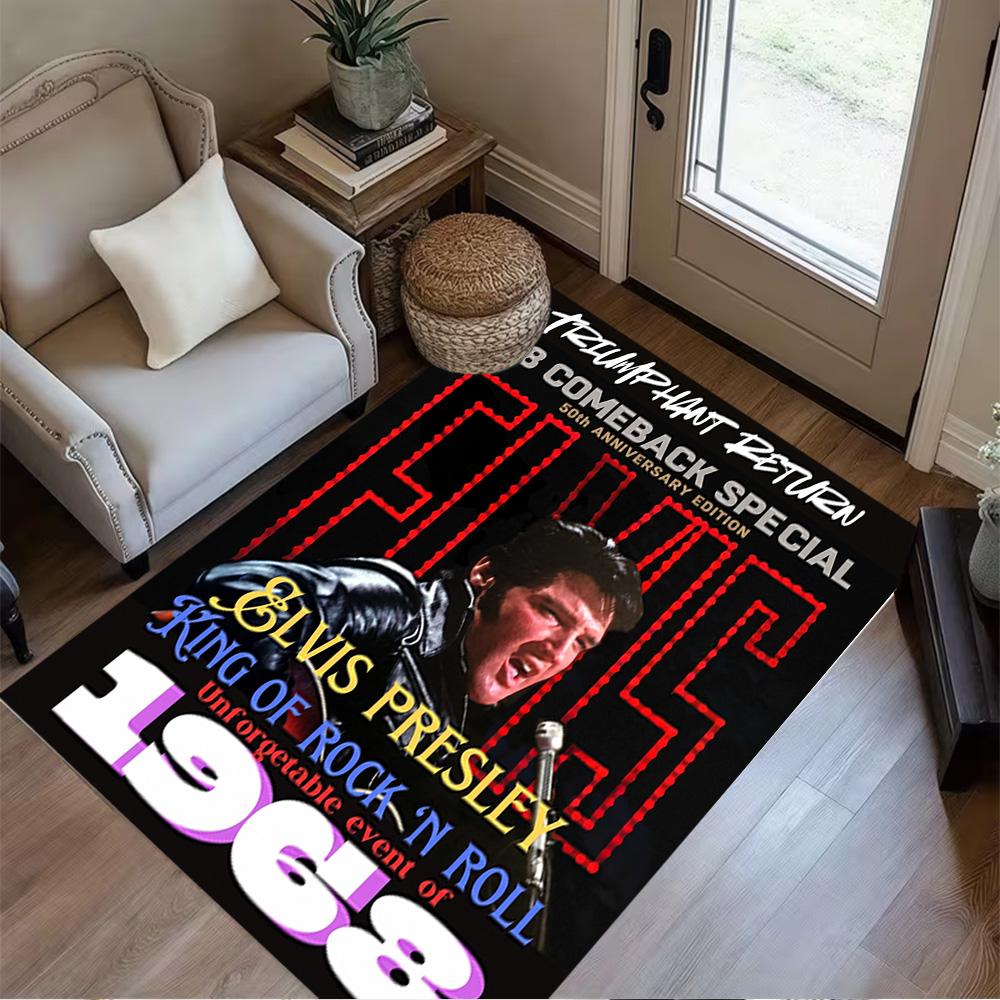 Elvis Presley's Musical Journey Floor Mat Suitable for Dormitory Kitchen Living Rooms Hallway Anti-slip Rug Decorate Offices