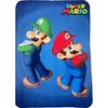 Plaid Fleece Blanket Super Mario Bros - Color:Blue Size:One Size - Blue
