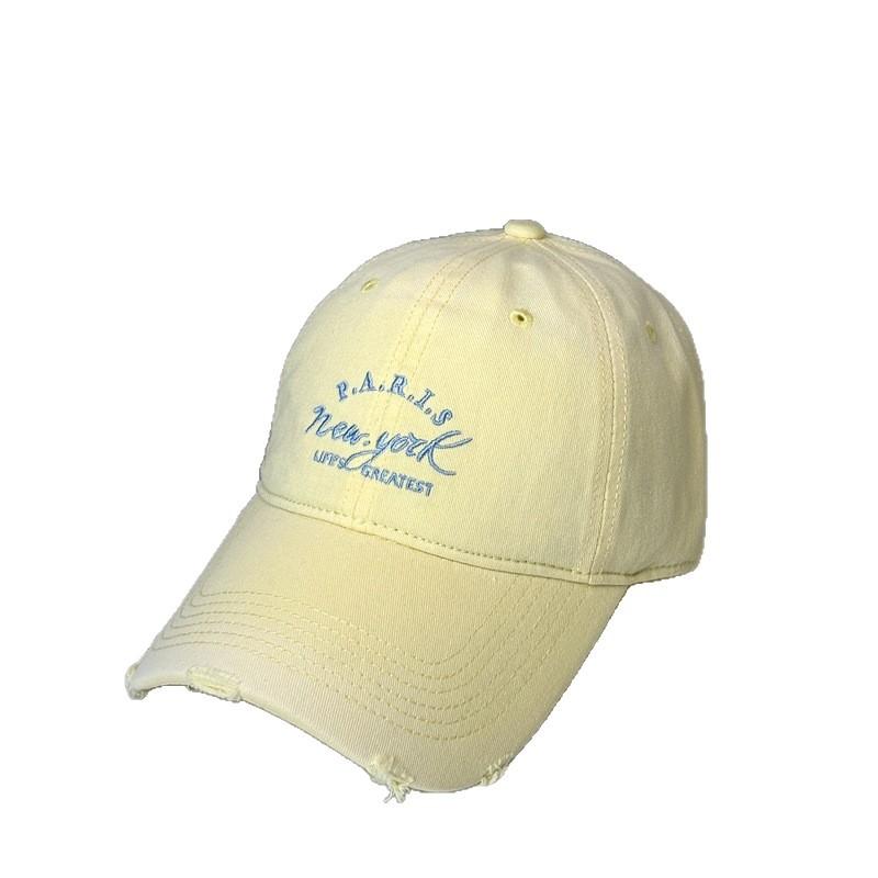 Street hole soft top baseball cap male and female couples students spring and summer sunshade fashion letter embroidered cap