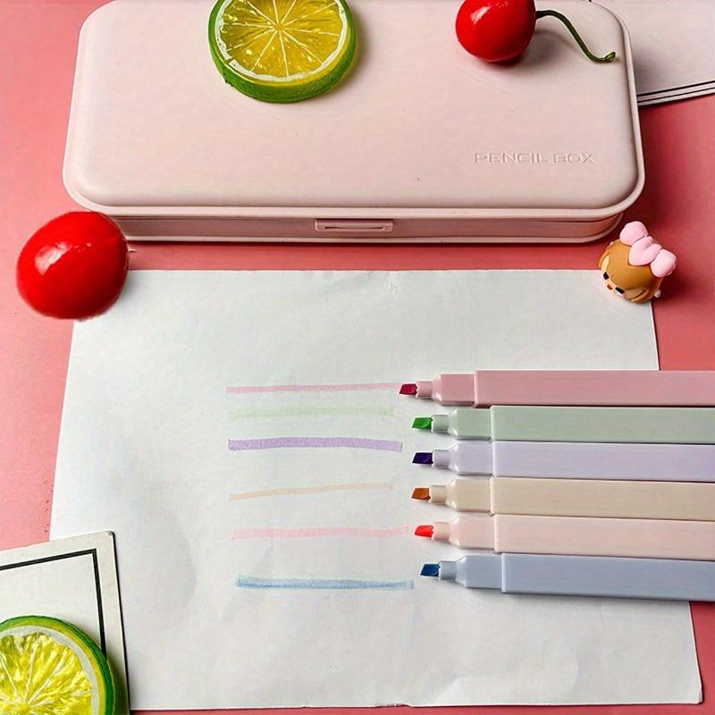 Эстетичные квадратные хайлайтеры Morandi, мягкие маркеры с долотообразным наконечником, пастельные хайлайтеры без просвечивания, быстросохнущие для ведения дневника и заметок