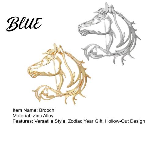 Whimsical Horse Jewelry Piece Hollow-Out Brooch Head Pin Alloy Animal