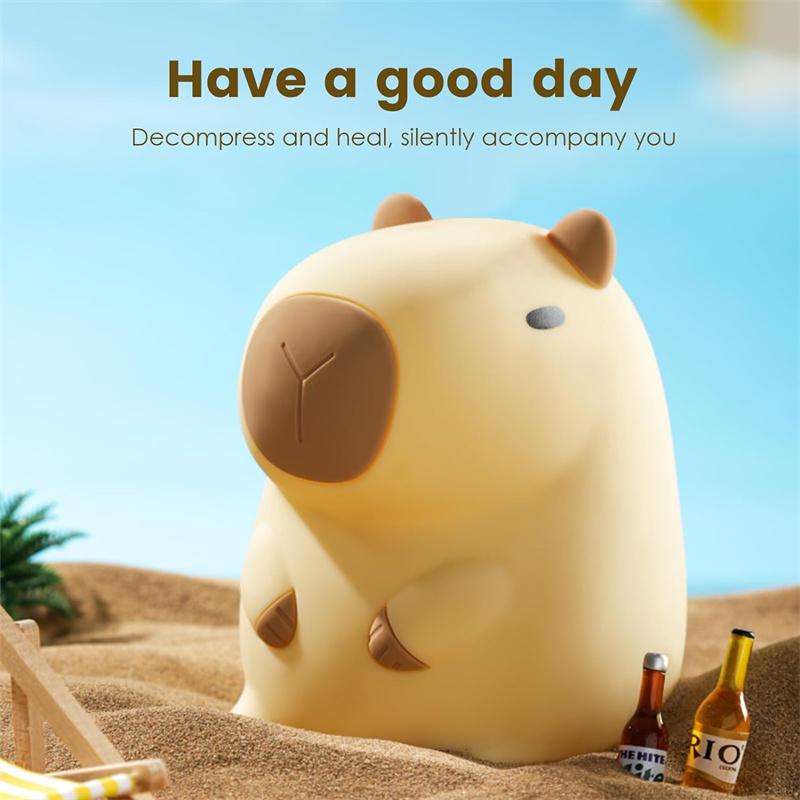 Ночной светильник Capybara, новинка, мультяшная лампа в форме капибары, мягкий силикон с возможностью зарядки и сенсорным управлением