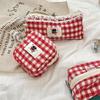 Plush Plaid Pencil Case Sweet Cosmetics Zipper Bag Kawaii Stationery Storage Pouch  Children
