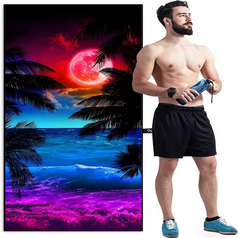 Beach Theme Beach Towel Starfish Shell Printing Microfiber Quick Drying Absorbent Large Bath Towel