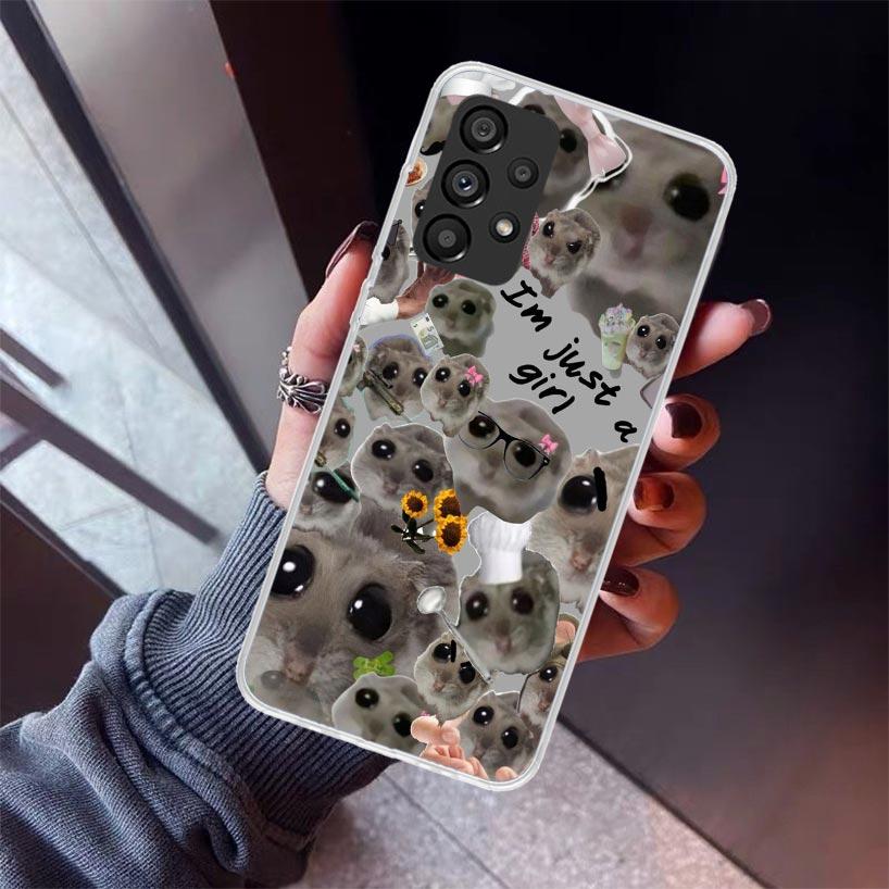 Funny Sad Hamster Meme Phone Case For Samsung Galaxy A12 A52S A42 A32 A22 A51 A50 Note 20 Ultra 10 S10 Plus A71 A70 A31 A30 A10S