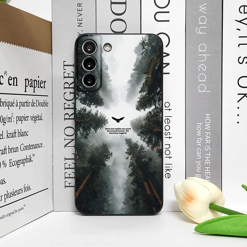Винтажный чехол для телефона с лесным пейзажем и горным пейзажем со снегом для Samsung Galaxy S25 S24+ S23 Ultra S22Plus S20 S21 FE M53 M34