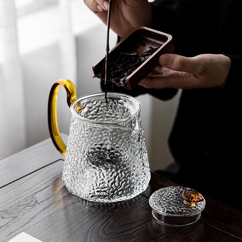БольшойCapacity Hammered Glass Teapot Чайник Чайник Чайный сепаратор Фильтр Цветочный чайник Для приготовления чая Домашний набор для кунг-фу чая