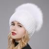 New Style Women Real Genuine Fox Fur Beanies Hat Girls Natural Real Rex Rabbit Fur Skullies Cap Knit Winter Real Fur Hats