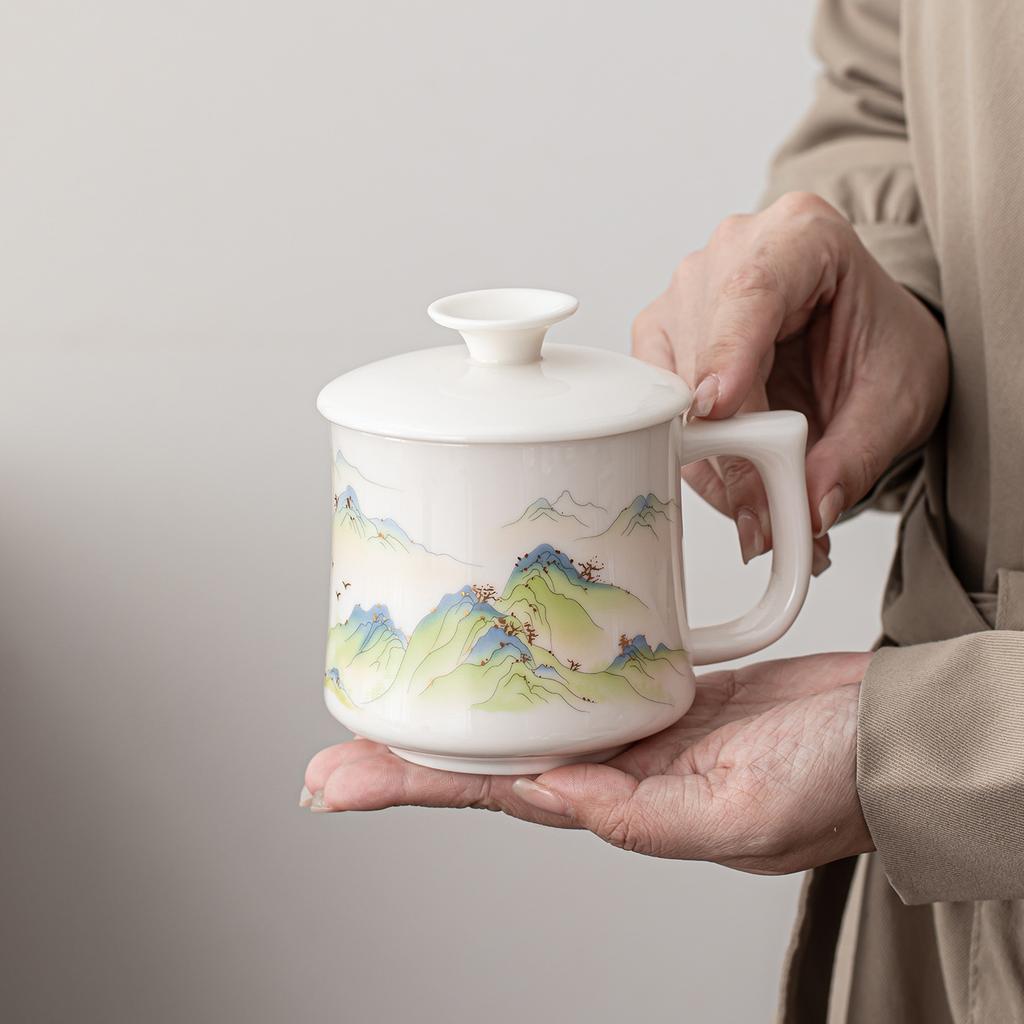 Ceramic tea cup Office personal tea cup mug with lid Water cup Corporate event souvenir