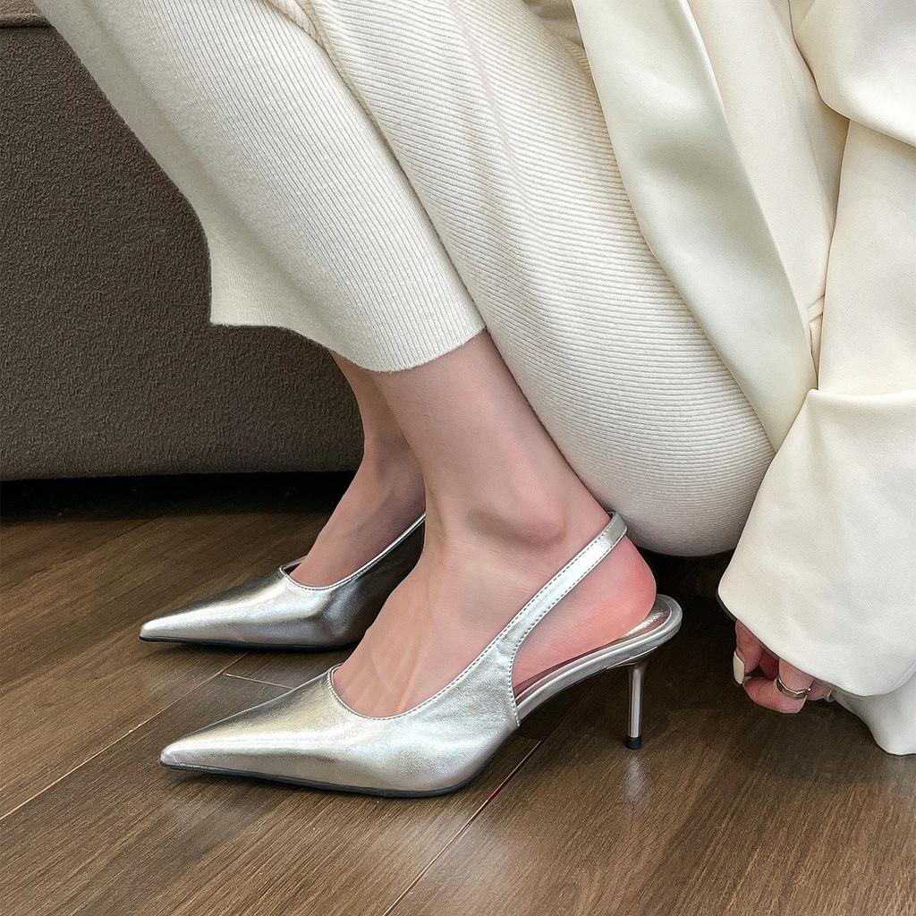 Премиальные белые туфли-лодочки на высоком каблуке, женские, с нежным темпераментом, с сумкой на носке, с мелким вырезом, женские сандалии с открытым носком