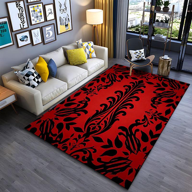 Elegant Red and Black Pattern suitable as a non-slip mat for the living room or bedroom sofa