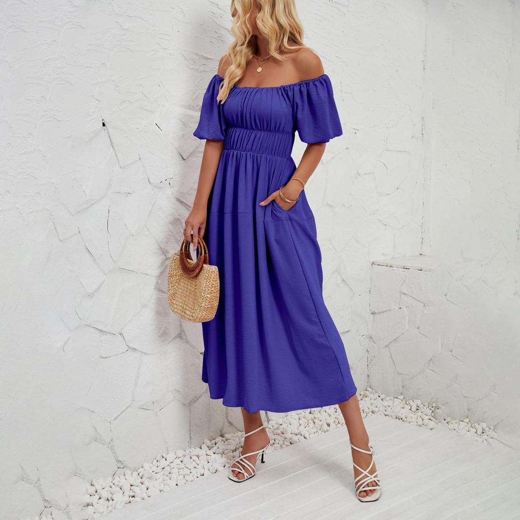 Летнее женское модное однотонное плиссированное платье без бретелек длиной до щиколотки с v-образным вырезом