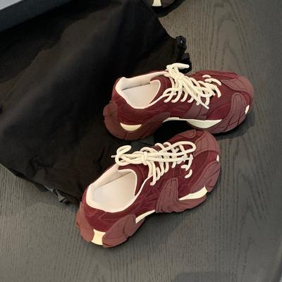 Увеличение роста на 6 см~ Европейские товары взрывной огонь папа-осьминог кроссовки 2025 новые лоскутные на платформе универсальные спортивные туфли женские