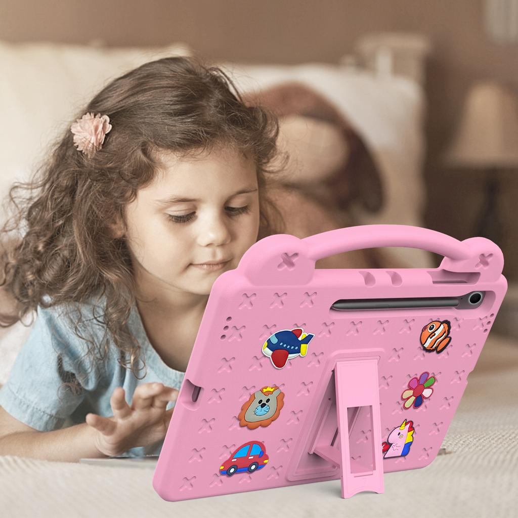 For Samsung Galaxy Tab S10 FE+ Case Kids Cartoon Patterns Hand Grip Kickstand Tablet EVA Cover