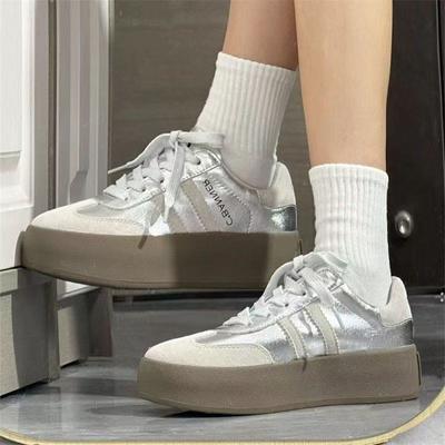 Небольшие белые туфли на платформе в стиле ретро, немецкие кроссовки, женские, весна 2025, новые, универсальные, повседневные, спортивные туфли