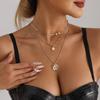 Accessories Pentagram Sunflower Diamond Element Clavicle Fine Chain Personalized Creative Three-Layer Pendant Necklace