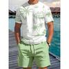 2 Piece Summer Casual Everyday Men's Short Sleeve Shorts Set Hawaiian Print Men's T-shirt Outdoor Sports Men's Beach Shorts