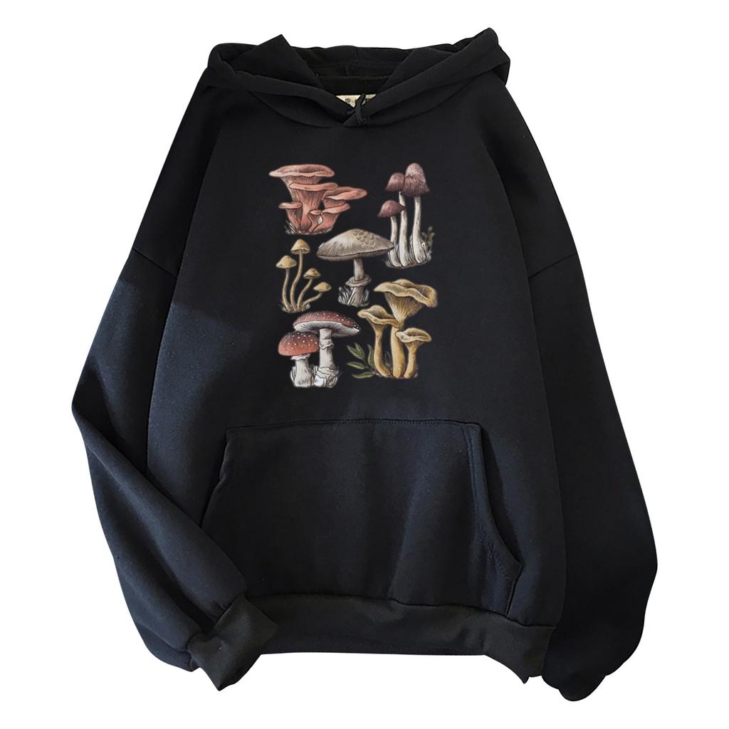 Women's Fashion Casual  Print Hooded Sweatshirt Loose Sports Tops Pullover