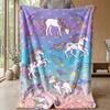 Fairy Tale Unicorn Theme blanket Lightweight Warm Flannel Blanket Decorative Throw Blanket for Home Decoration