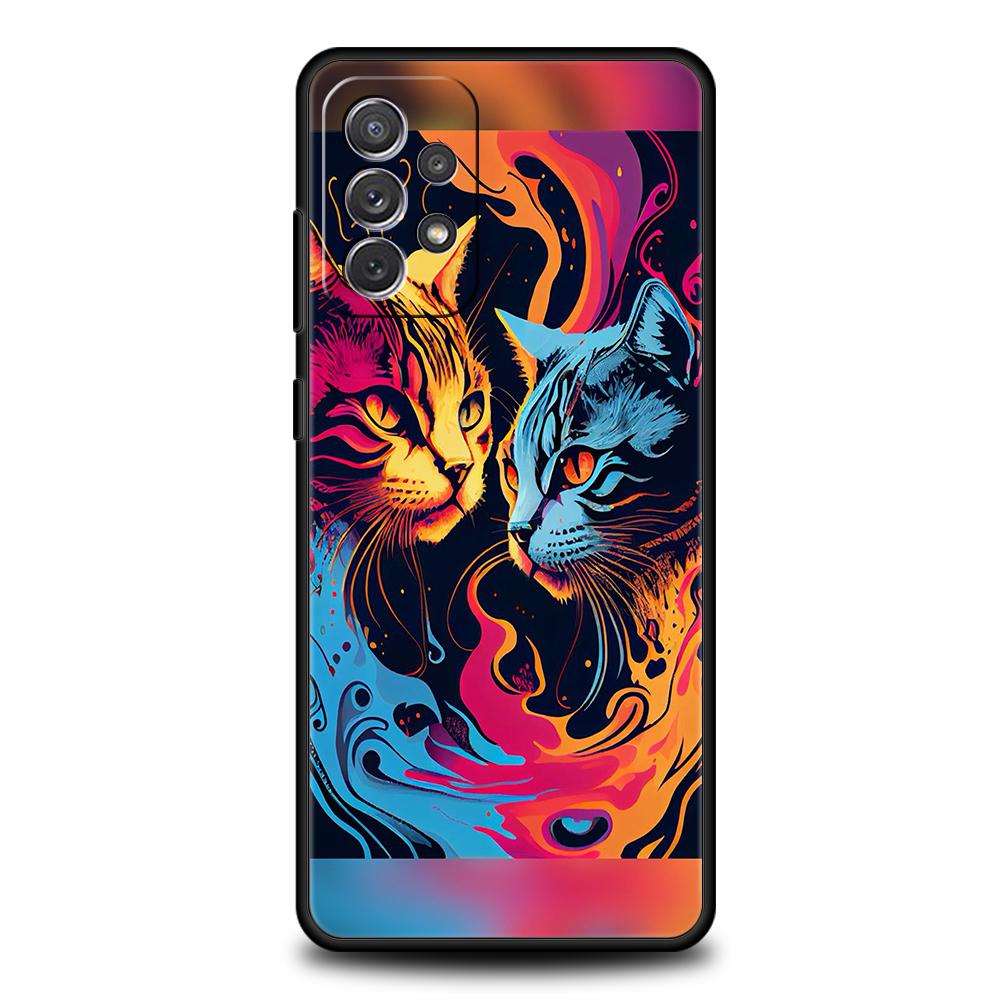 CARTOON CAT Phone Case for Samsung Galaxy A15 A14 A25 A54 A34 A51 A71 A72 A73 A32 A52 A52S A11 A21S A31 A41 5G Soft Shell Capas